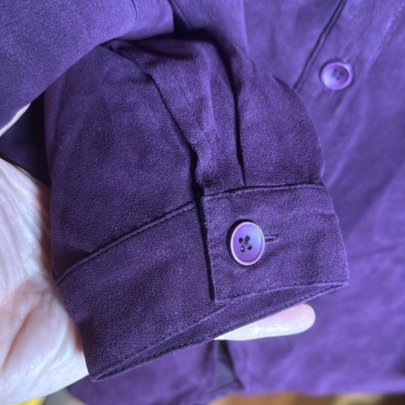 Vintage Studio Works Faux Suede Purple Button-Up Shirt Size Medium - Picture 5 of 8